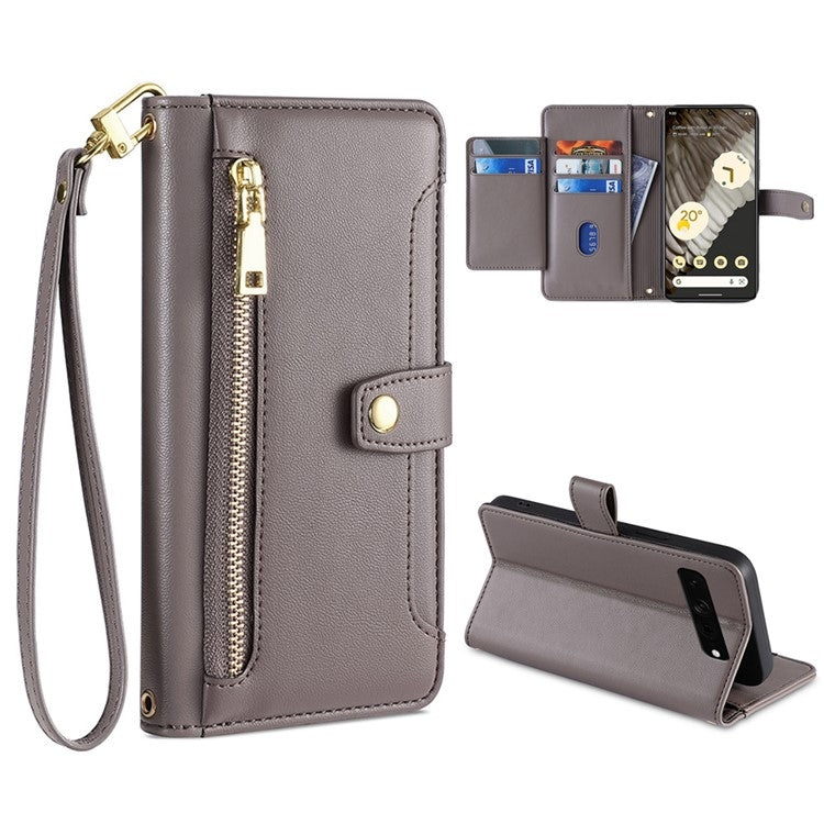 Sheep Texture Cross-body Zipper Wallet Leather Phone Case, For Realme 10 Pro 5G, For Realme GT2 Pro, For vivo X60, For vivo X90, For vivo X90 Pro / X90 Pro+, For Google Pixel 7 5G, For Google Pixel 7 Pro, For ASUS Zenfone 9 / Zenfone 9Z