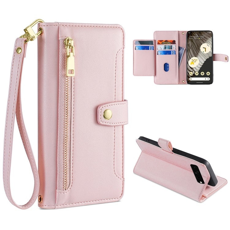 Sheep Texture Cross-body Zipper Wallet Leather Phone Case, For Realme 10 Pro 5G, For Realme GT2 Pro, For vivo X60, For vivo X90, For vivo X90 Pro / X90 Pro+, For Google Pixel 7 5G, For Google Pixel 7 Pro, For ASUS Zenfone 9 / Zenfone 9Z