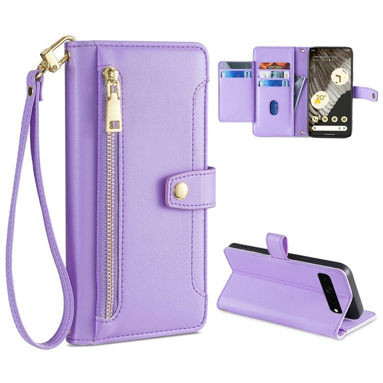 Sheep Texture Cross-body Zipper Wallet Leather Phone Case, For Realme 10 Pro 5G, For Realme GT2 Pro, For vivo X60, For vivo X90, For vivo X90 Pro / X90 Pro+, For Google Pixel 7 5G, For Google Pixel 7 Pro, For ASUS Zenfone 9 / Zenfone 9Z