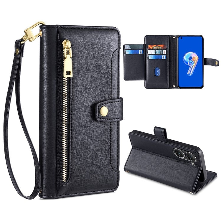Sheep Texture Cross-body Zipper Wallet Leather Phone Case, For Realme 10 Pro 5G, For Realme GT2 Pro, For vivo X60, For vivo X90, For vivo X90 Pro / X90 Pro+, For Google Pixel 7 5G, For Google Pixel 7 Pro, For ASUS Zenfone 9 / Zenfone 9Z