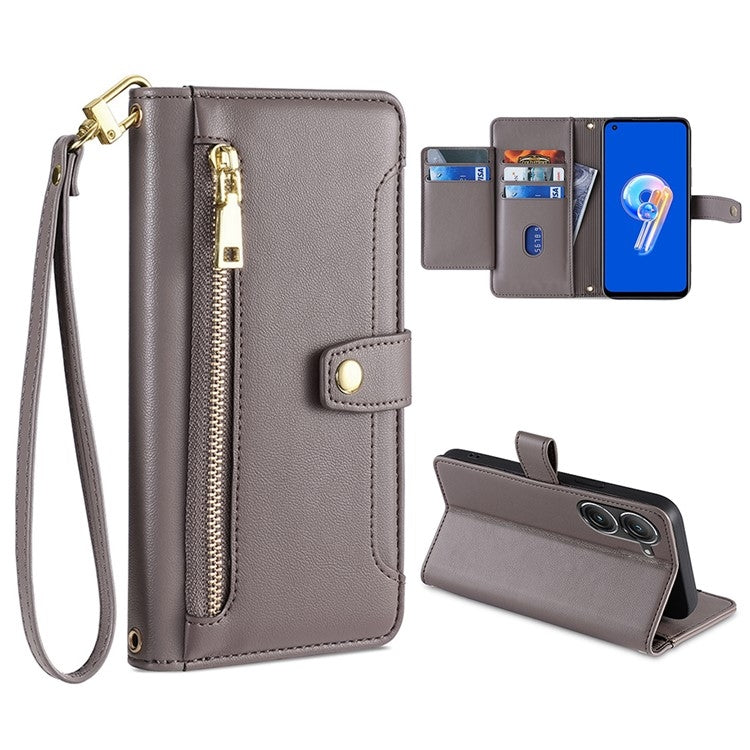 Sheep Texture Cross-body Zipper Wallet Leather Phone Case, For Realme 10 Pro 5G, For Realme GT2 Pro, For vivo X60, For vivo X90, For vivo X90 Pro / X90 Pro+, For Google Pixel 7 5G, For Google Pixel 7 Pro, For ASUS Zenfone 9 / Zenfone 9Z