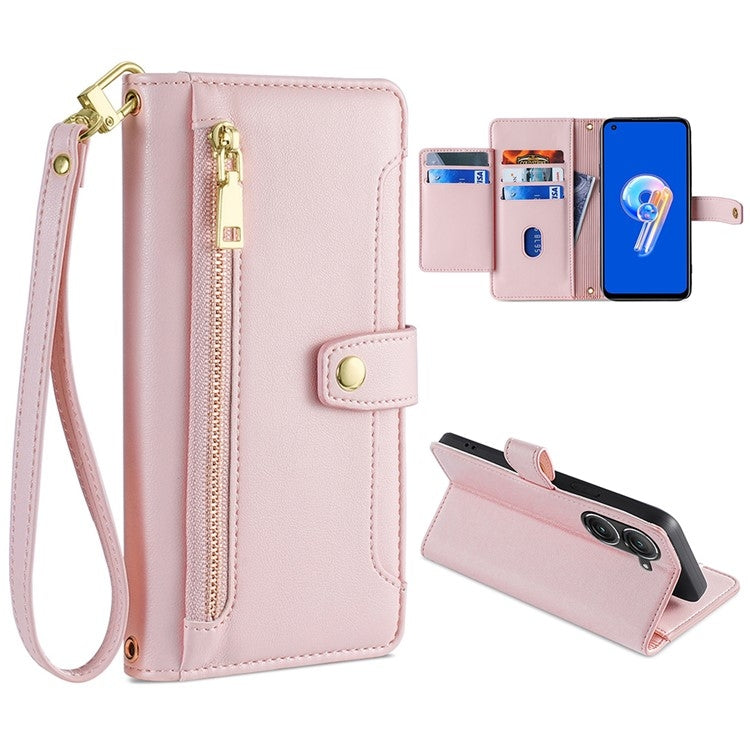 Sheep Texture Cross-body Zipper Wallet Leather Phone Case, For Realme 10 Pro 5G, For Realme GT2 Pro, For vivo X60, For vivo X90, For vivo X90 Pro / X90 Pro+, For Google Pixel 7 5G, For Google Pixel 7 Pro, For ASUS Zenfone 9 / Zenfone 9Z
