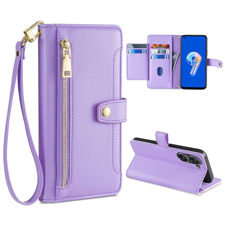 Sheep Texture Cross-body Zipper Wallet Leather Phone Case, For Realme 10 Pro 5G, For Realme GT2 Pro, For vivo X60, For vivo X90, For vivo X90 Pro / X90 Pro+, For Google Pixel 7 5G, For Google Pixel 7 Pro, For ASUS Zenfone 9 / Zenfone 9Z