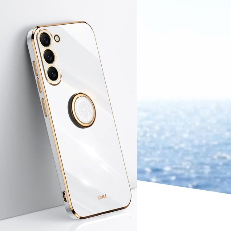 XINLI Straight Edge 6D Electroplate TPU Phone Case with Ring Holder, For Samsung Galaxy S22 5G, For Samsung Galaxy S22+ 5G