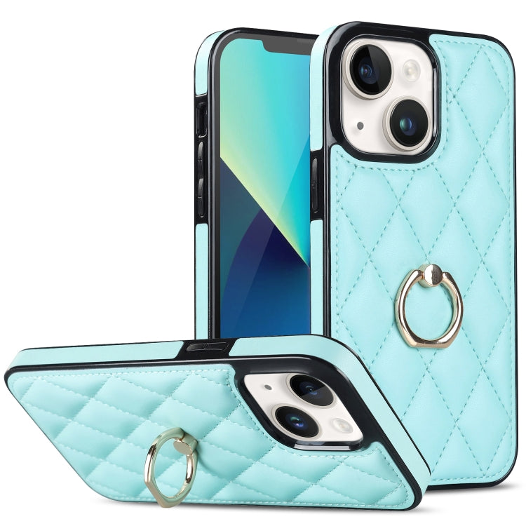 Rhombic PU Leather Phone Case with Ring Holder, For iPhone 14, For iPhone 14 Plus, For iPhone 14 Pro, For iPhone 14 Pro Max, For iPhone 13 mini, For iPhone 13