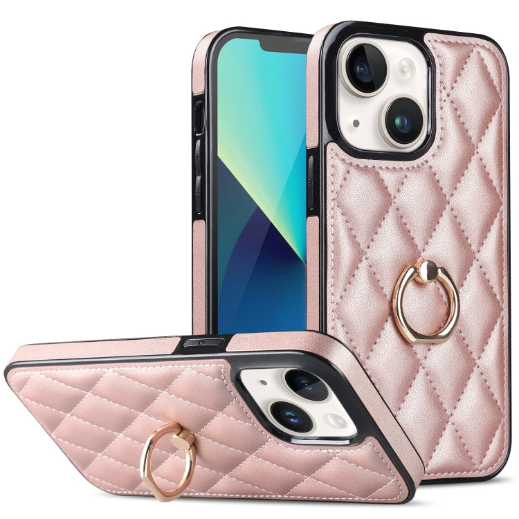 Rhombic PU Leather Phone Case with Ring Holder, For iPhone 14, For iPhone 14 Plus, For iPhone 14 Pro, For iPhone 14 Pro Max, For iPhone 13 mini, For iPhone 13