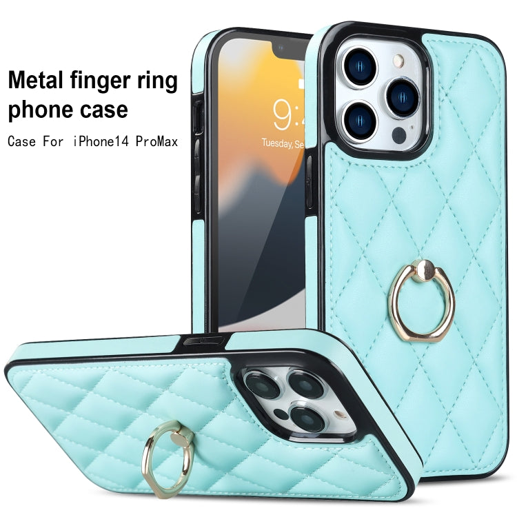 Rhombic PU Leather Phone Case with Ring Holder, For iPhone 13 Pro, For iPhone 13 Pro Max, For iPhone 12 mini, For iPhone 12 / 12 Pro, For iPhone 12 Pro Max, For iPhone 11