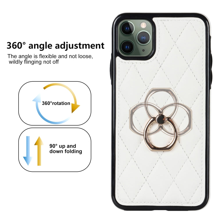 Rhombic PU Leather Phone Case with Ring Holder, For iPhone 11 Pro, For iPhone 11 Pro Max, For iPhone X / XS, For iPhone XR, For iPhone XS Max, For iPhone SE 2020 / SE 2022 / 7 / 8
