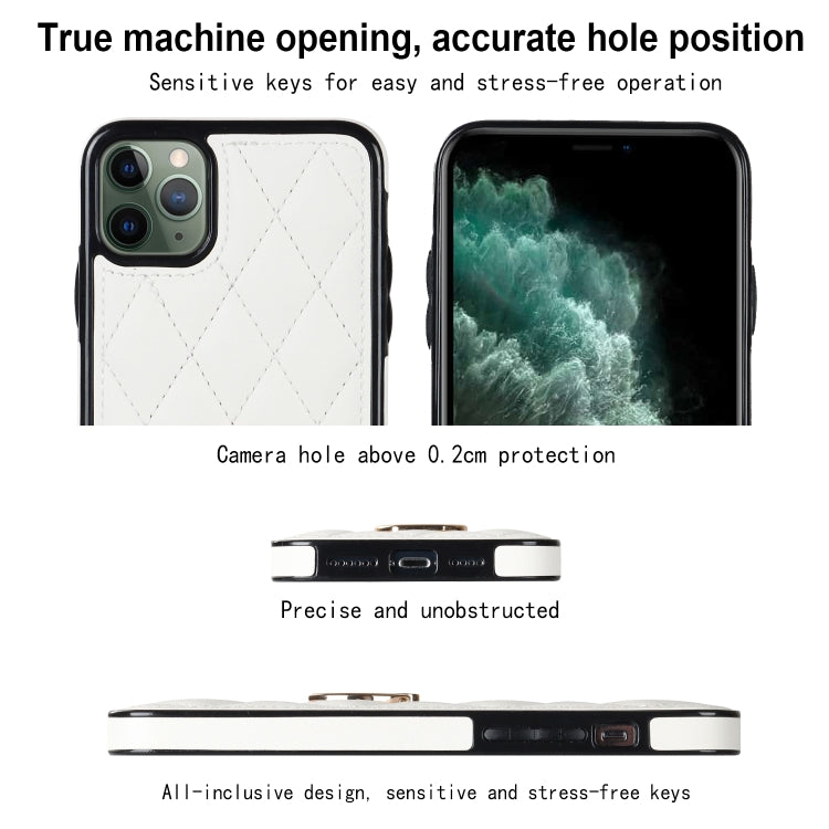 Rhombic PU Leather Phone Case with Ring Holder, For iPhone 11 Pro, For iPhone 11 Pro Max, For iPhone X / XS, For iPhone XR, For iPhone XS Max, For iPhone SE 2020 / SE 2022 / 7 / 8