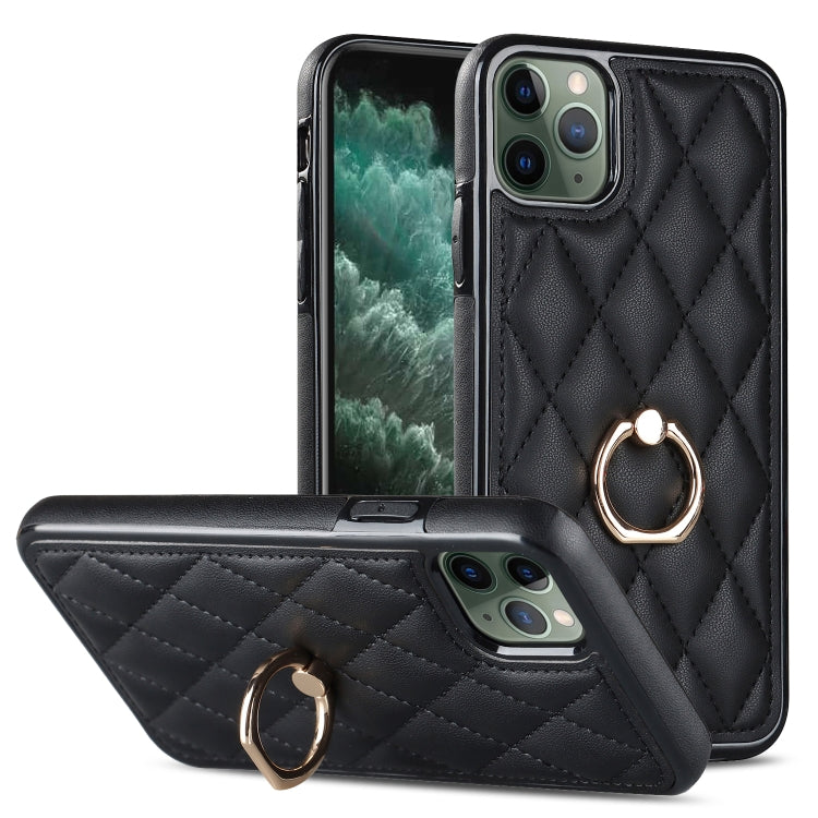 Rhombic PU Leather Phone Case with Ring Holder, For iPhone 11 Pro, For iPhone 11 Pro Max, For iPhone X / XS, For iPhone XR, For iPhone XS Max, For iPhone SE 2020 / SE 2022 / 7 / 8