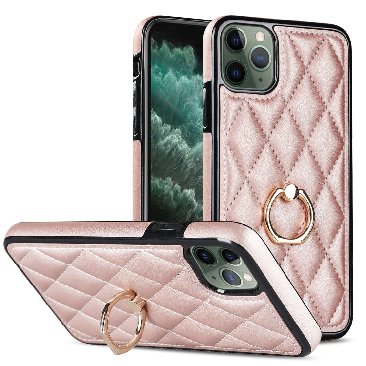 Rhombic PU Leather Phone Case with Ring Holder, For iPhone 11 Pro, For iPhone 11 Pro Max, For iPhone X / XS, For iPhone XR, For iPhone XS Max, For iPhone SE 2020 / SE 2022 / 7 / 8