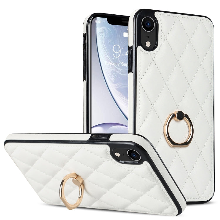Rhombic PU Leather Phone Case with Ring Holder, For iPhone 11 Pro, For iPhone 11 Pro Max, For iPhone X / XS, For iPhone XR, For iPhone XS Max, For iPhone SE 2020 / SE 2022 / 7 / 8