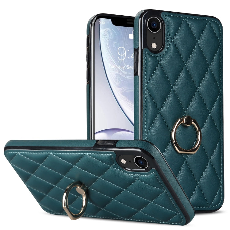 Rhombic PU Leather Phone Case with Ring Holder, For iPhone 11 Pro, For iPhone 11 Pro Max, For iPhone X / XS, For iPhone XR, For iPhone XS Max, For iPhone SE 2020 / SE 2022 / 7 / 8