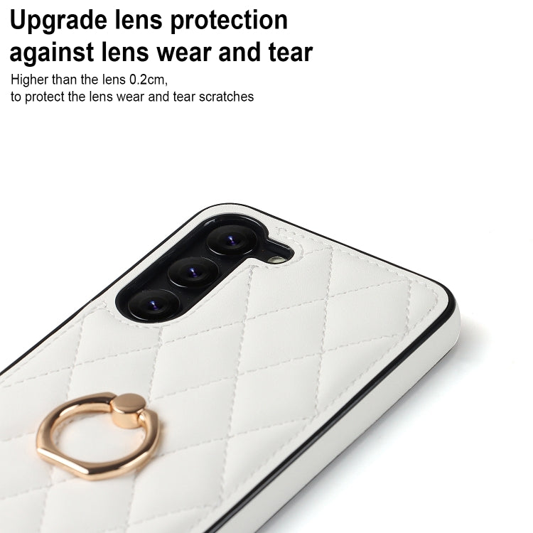 Rhombic PU Leather Phone Case with Ring Holder, For Samsung Galaxy S23 5G, For Samsung Galaxy S23+ 5G, For Samsung Galaxy S23 Ultra 5G, For Samsung Galaxy S22 5G, For Samsung Galaxy S22+ 5G, For Samsung Galaxy S22 Ultra 5G