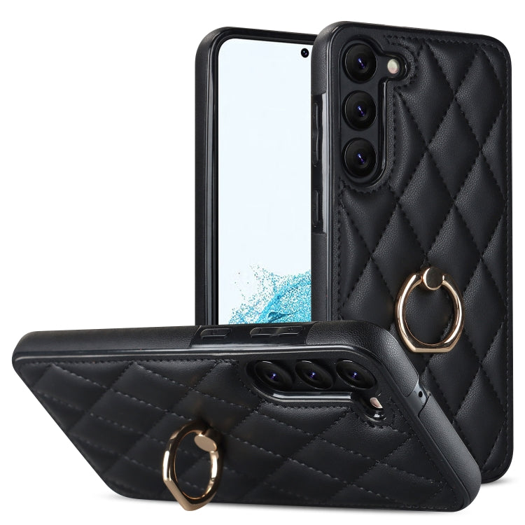 Rhombic PU Leather Phone Case with Ring Holder, For Samsung Galaxy S23 5G, For Samsung Galaxy S23+ 5G, For Samsung Galaxy S23 Ultra 5G, For Samsung Galaxy S22 5G, For Samsung Galaxy S22+ 5G, For Samsung Galaxy S22 Ultra 5G