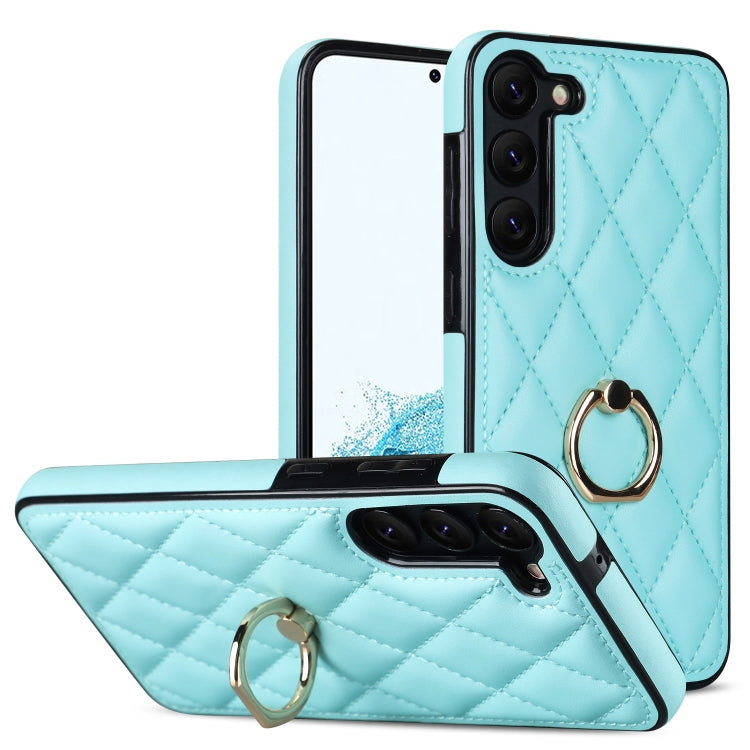 Rhombic PU Leather Phone Case with Ring Holder, For Samsung Galaxy S23 5G, For Samsung Galaxy S23+ 5G, For Samsung Galaxy S23 Ultra 5G, For Samsung Galaxy S22 5G, For Samsung Galaxy S22+ 5G, For Samsung Galaxy S22 Ultra 5G