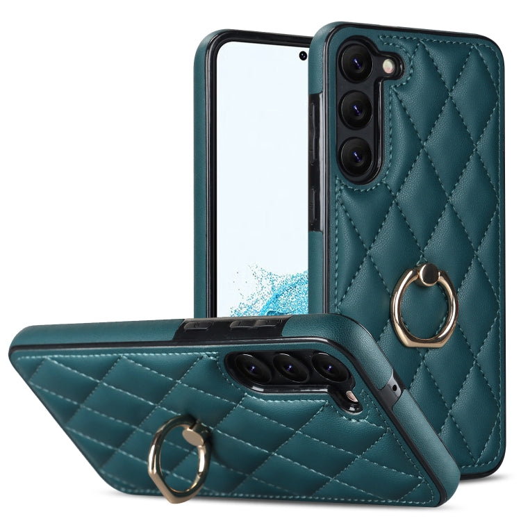 Rhombic PU Leather Phone Case with Ring Holder, For Samsung Galaxy S23 5G, For Samsung Galaxy S23+ 5G, For Samsung Galaxy S23 Ultra 5G, For Samsung Galaxy S22 5G, For Samsung Galaxy S22+ 5G, For Samsung Galaxy S22 Ultra 5G