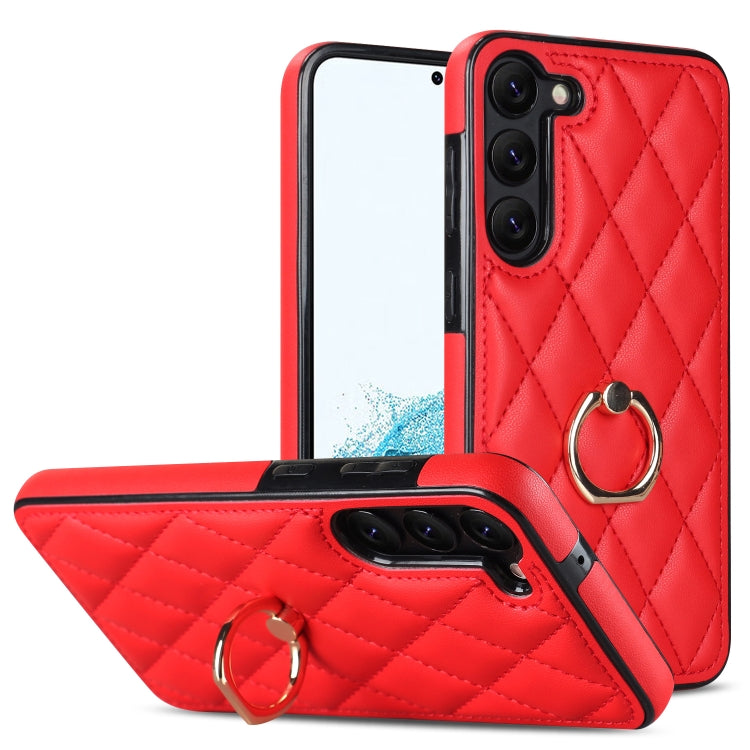 Rhombic PU Leather Phone Case with Ring Holder, For Samsung Galaxy S23 5G, For Samsung Galaxy S23+ 5G, For Samsung Galaxy S23 Ultra 5G, For Samsung Galaxy S22 5G, For Samsung Galaxy S22+ 5G, For Samsung Galaxy S22 Ultra 5G