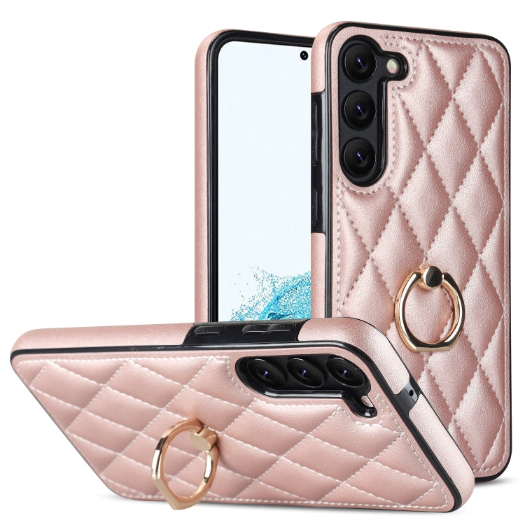 Rhombic PU Leather Phone Case with Ring Holder, For Samsung Galaxy S23 5G, For Samsung Galaxy S23+ 5G, For Samsung Galaxy S23 Ultra 5G, For Samsung Galaxy S22 5G, For Samsung Galaxy S22+ 5G, For Samsung Galaxy S22 Ultra 5G