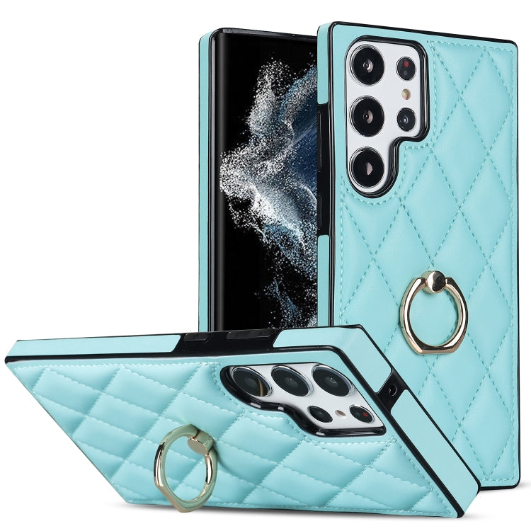 Rhombic PU Leather Phone Case with Ring Holder, For Samsung Galaxy S23 5G, For Samsung Galaxy S23+ 5G, For Samsung Galaxy S23 Ultra 5G, For Samsung Galaxy S22 5G, For Samsung Galaxy S22+ 5G, For Samsung Galaxy S22 Ultra 5G