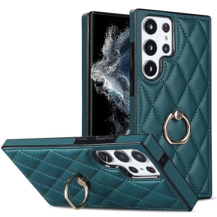 Rhombic PU Leather Phone Case with Ring Holder, For Samsung Galaxy S23 5G, For Samsung Galaxy S23+ 5G, For Samsung Galaxy S23 Ultra 5G, For Samsung Galaxy S22 5G, For Samsung Galaxy S22+ 5G, For Samsung Galaxy S22 Ultra 5G