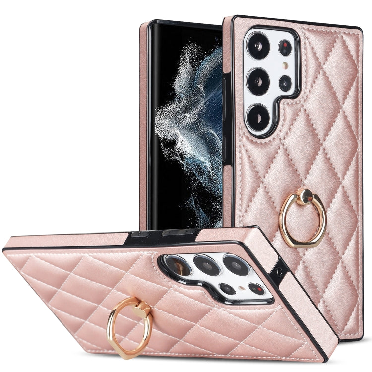 Rhombic PU Leather Phone Case with Ring Holder, For Samsung Galaxy S23 5G, For Samsung Galaxy S23+ 5G, For Samsung Galaxy S23 Ultra 5G, For Samsung Galaxy S22 5G, For Samsung Galaxy S22+ 5G, For Samsung Galaxy S22 Ultra 5G