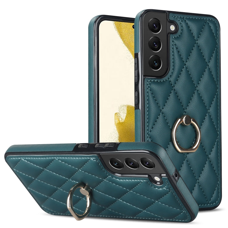 Rhombic PU Leather Phone Case with Ring Holder, For Samsung Galaxy S23 5G, For Samsung Galaxy S23+ 5G, For Samsung Galaxy S23 Ultra 5G, For Samsung Galaxy S22 5G, For Samsung Galaxy S22+ 5G, For Samsung Galaxy S22 Ultra 5G