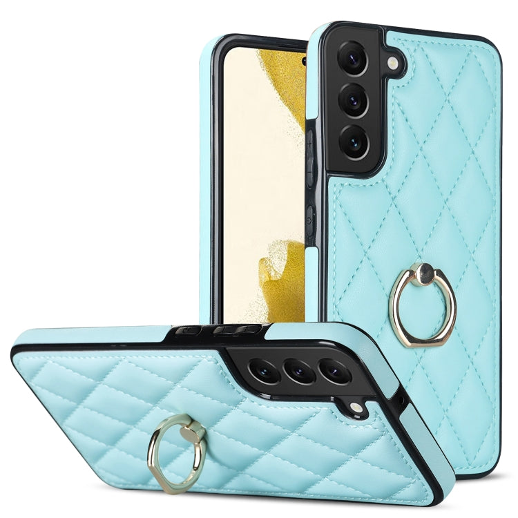 Rhombic PU Leather Phone Case with Ring Holder, For Samsung Galaxy S23 5G, For Samsung Galaxy S23+ 5G, For Samsung Galaxy S23 Ultra 5G, For Samsung Galaxy S22 5G, For Samsung Galaxy S22+ 5G, For Samsung Galaxy S22 Ultra 5G