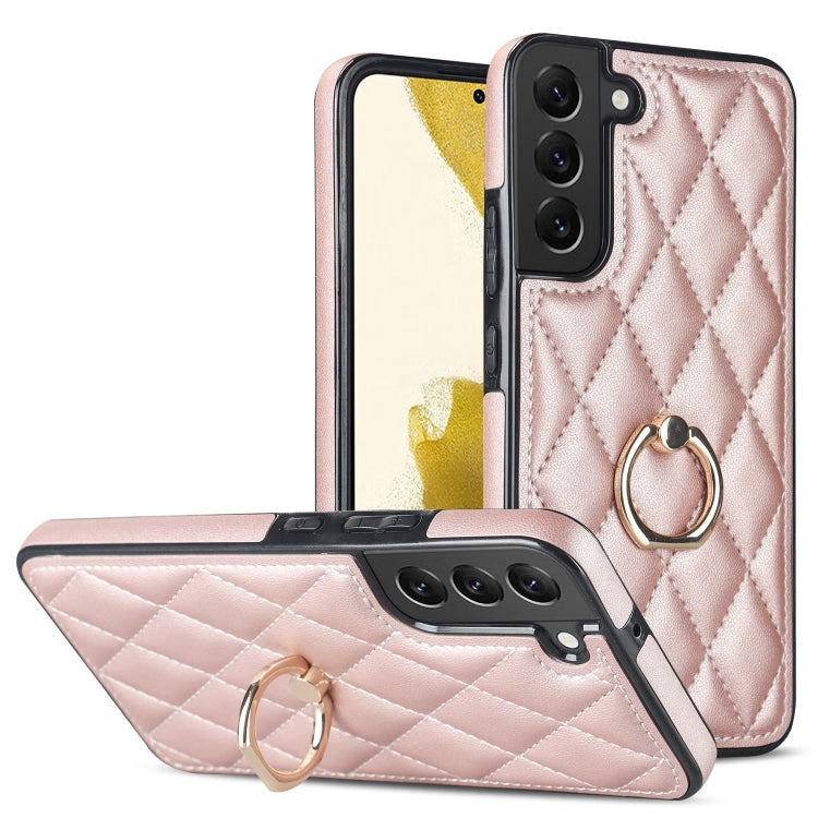 Rhombic PU Leather Phone Case with Ring Holder, For Samsung Galaxy S23 5G, For Samsung Galaxy S23+ 5G, For Samsung Galaxy S23 Ultra 5G, For Samsung Galaxy S22 5G, For Samsung Galaxy S22+ 5G, For Samsung Galaxy S22 Ultra 5G
