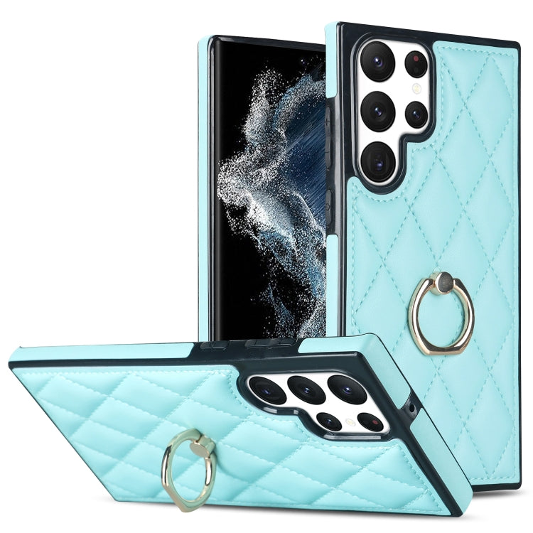 Rhombic PU Leather Phone Case with Ring Holder, For Samsung Galaxy S23 5G, For Samsung Galaxy S23+ 5G, For Samsung Galaxy S23 Ultra 5G, For Samsung Galaxy S22 5G, For Samsung Galaxy S22+ 5G, For Samsung Galaxy S22 Ultra 5G