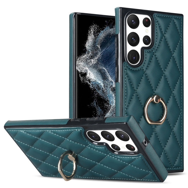Rhombic PU Leather Phone Case with Ring Holder, For Samsung Galaxy S23 5G, For Samsung Galaxy S23+ 5G, For Samsung Galaxy S23 Ultra 5G, For Samsung Galaxy S22 5G, For Samsung Galaxy S22+ 5G, For Samsung Galaxy S22 Ultra 5G
