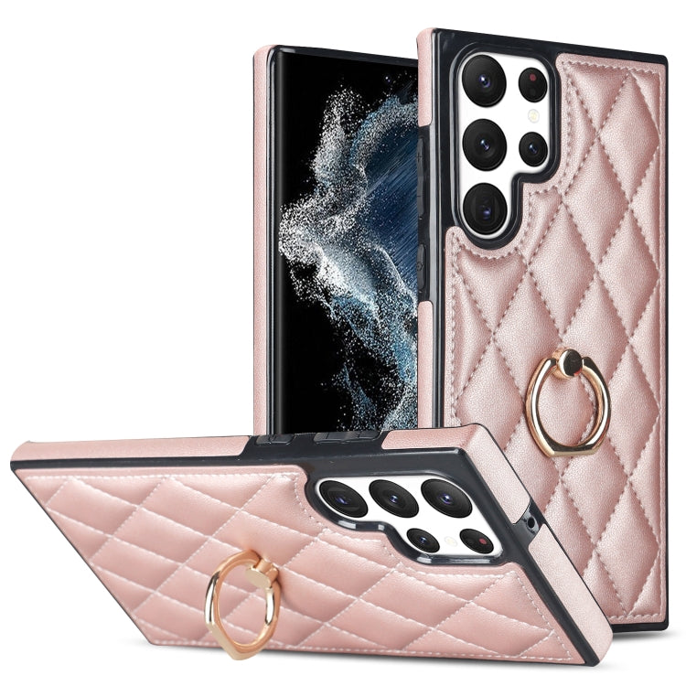 Rhombic PU Leather Phone Case with Ring Holder, For Samsung Galaxy S23 5G, For Samsung Galaxy S23+ 5G, For Samsung Galaxy S23 Ultra 5G, For Samsung Galaxy S22 5G, For Samsung Galaxy S22+ 5G, For Samsung Galaxy S22 Ultra 5G