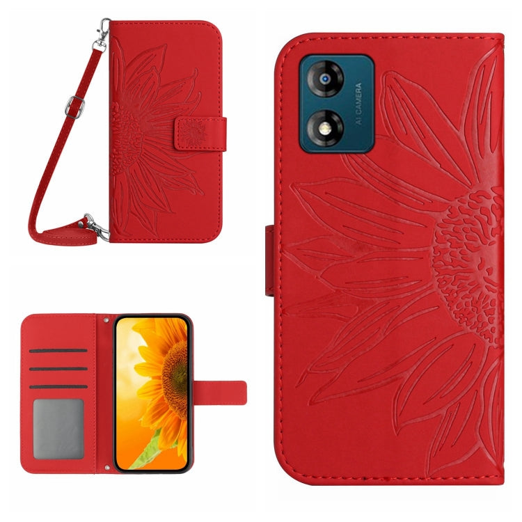 HT04 Skin Feel Sun Flower Embossed Flip Leather Phone Case with Lanyard, For Motorola Moto E13 4G, For Motorola Edge+ 2023, For Motorola Moto G23 4G/G13 4G, For Motorola Moto G53 5G/G13/G23