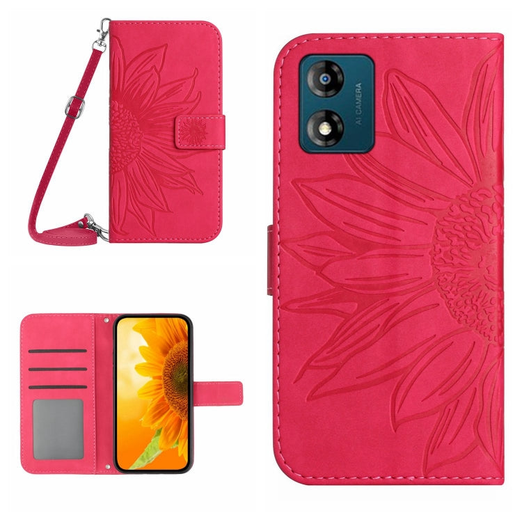HT04 Skin Feel Sun Flower Embossed Flip Leather Phone Case with Lanyard, For Motorola Moto E13 4G, For Motorola Edge+ 2023, For Motorola Moto G23 4G/G13 4G, For Motorola Moto G53 5G/G13/G23