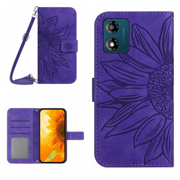 HT04 Skin Feel Sun Flower Embossed Flip Leather Phone Case with Lanyard, For Motorola Moto E13 4G, For Motorola Edge+ 2023, For Motorola Moto G23 4G/G13 4G, For Motorola Moto G53 5G/G13/G23
