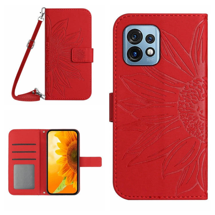 HT04 Skin Feel Sun Flower Embossed Flip Leather Phone Case with Lanyard, For Motorola Moto E13 4G, For Motorola Edge+ 2023, For Motorola Moto G23 4G/G13 4G, For Motorola Moto G53 5G/G13/G23