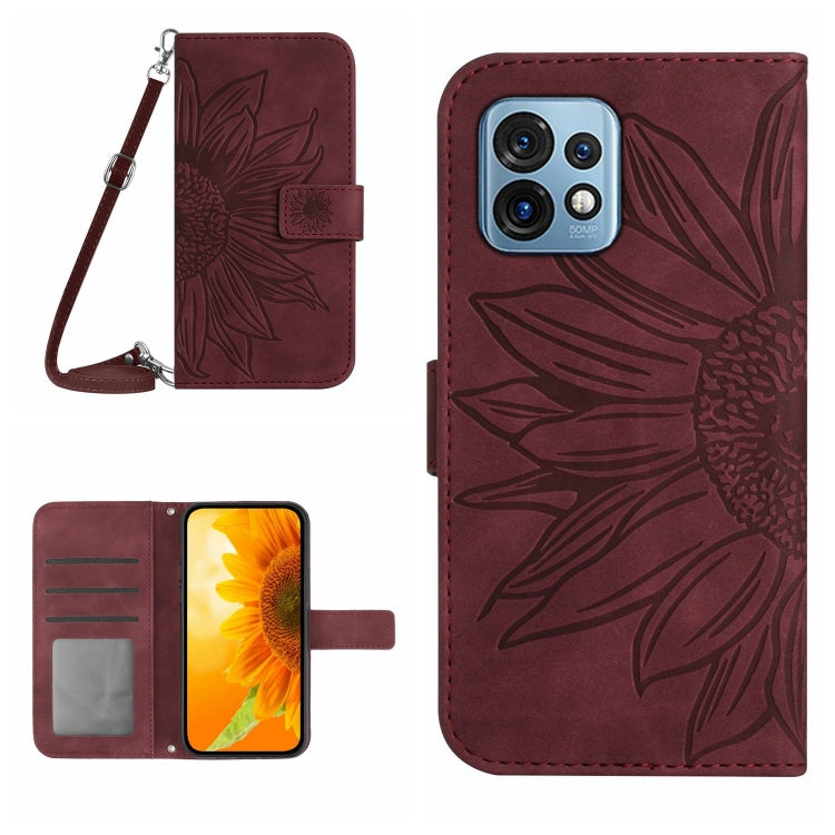 HT04 Skin Feel Sun Flower Embossed Flip Leather Phone Case with Lanyard, For Motorola Moto E13 4G, For Motorola Edge+ 2023, For Motorola Moto G23 4G/G13 4G, For Motorola Moto G53 5G/G13/G23