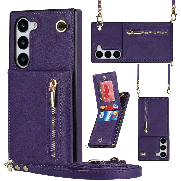 Cross-body Zipper Square TPU+PU Back Cover Case, For Samsung Galaxy S23 5G, For Samsung Galaxy S23+ 5G, For Samsung Galaxy S23 Ultra 5G