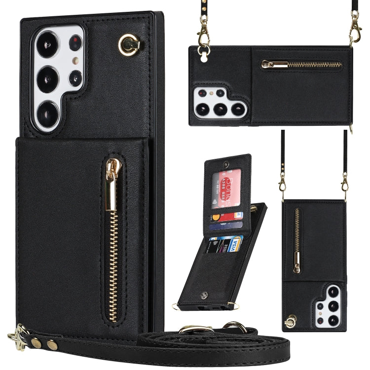 Cross-body Zipper Square TPU+PU Back Cover Case, For Samsung Galaxy S23 5G, For Samsung Galaxy S23+ 5G, For Samsung Galaxy S23 Ultra 5G