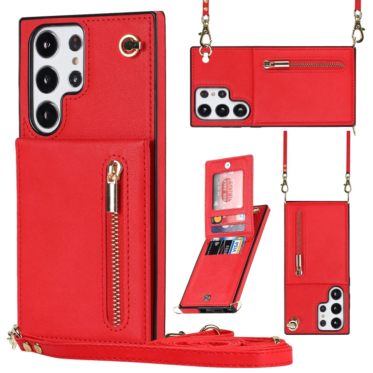 Cross-body Zipper Square TPU+PU Back Cover Case, For Samsung Galaxy S23 5G, For Samsung Galaxy S23+ 5G, For Samsung Galaxy S23 Ultra 5G