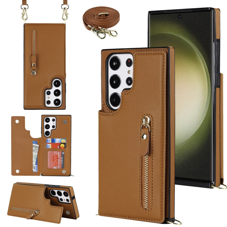 Cross-body Zipper Square Phone Case, For Samsung Galaxy S23 5G, For Samsung Galaxy S23+ 5G, For Samsung Galaxy S23 Ultra 5G