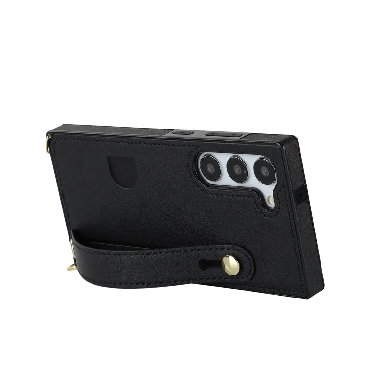 Cross-body Wristband Holder Square Phone Case, For Samsung Galaxy S23 5G, For Samsung Galaxy S23+ 5G, For Samsung Galaxy S23 Ultra 5G