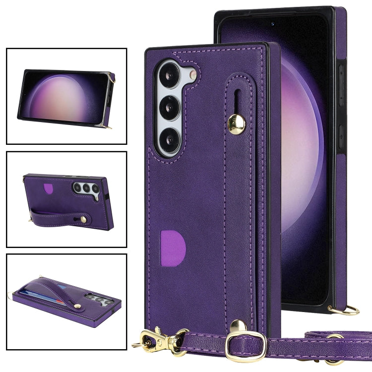 Cross-body Wristband Holder Square Phone Case, For Samsung Galaxy S23 5G, For Samsung Galaxy S23+ 5G, For Samsung Galaxy S23 Ultra 5G