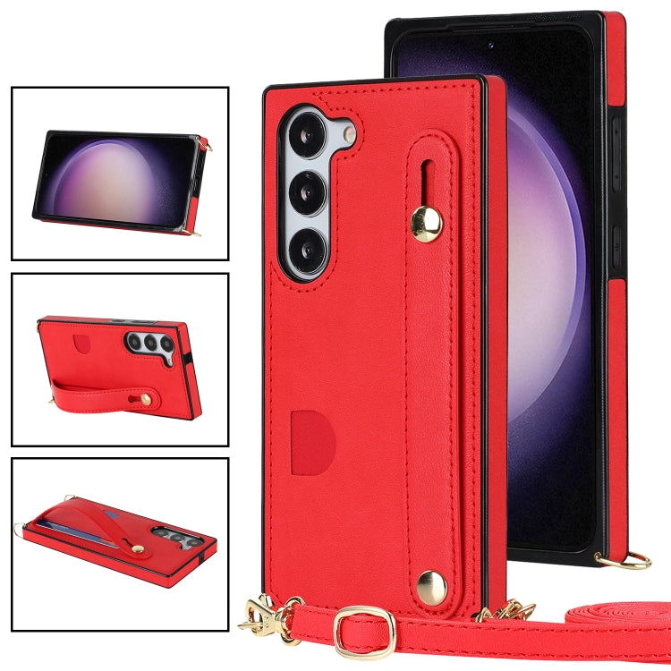 Cross-body Wristband Holder Square Phone Case, For Samsung Galaxy S23 5G, For Samsung Galaxy S23+ 5G, For Samsung Galaxy S23 Ultra 5G