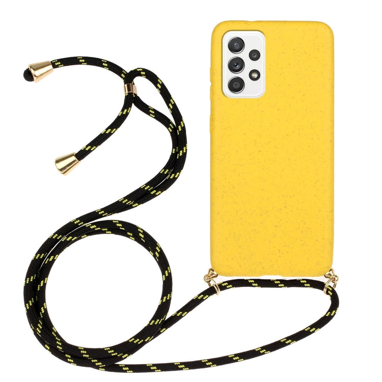 Wheat Straw Material + TPU Phone Case with Lanyard, For Samsung Galaxy A14 5G, For Samsung Galaxy S23 FE 5G, For Samsung Galaxy A34 5G, For Samsung Galaxy A54 5G, For Samsung Galaxy A23, For Samsung Galaxy A22 5G