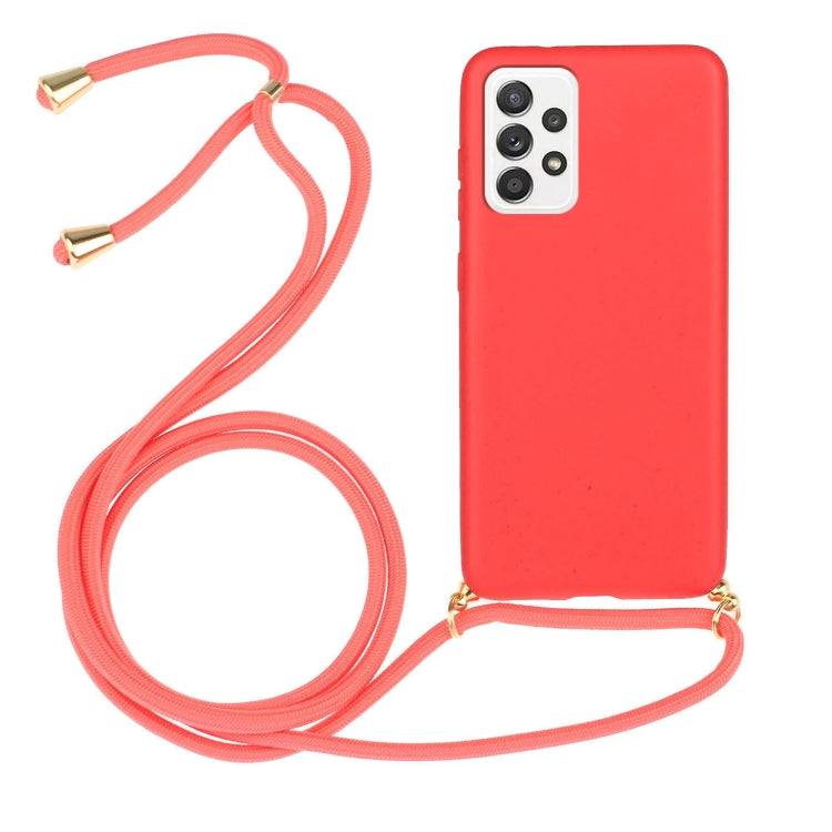 Wheat Straw Material + TPU Phone Case with Lanyard, For Samsung Galaxy A14 5G, For Samsung Galaxy S23 FE 5G, For Samsung Galaxy A34 5G, For Samsung Galaxy A54 5G, For Samsung Galaxy A23, For Samsung Galaxy A22 5G