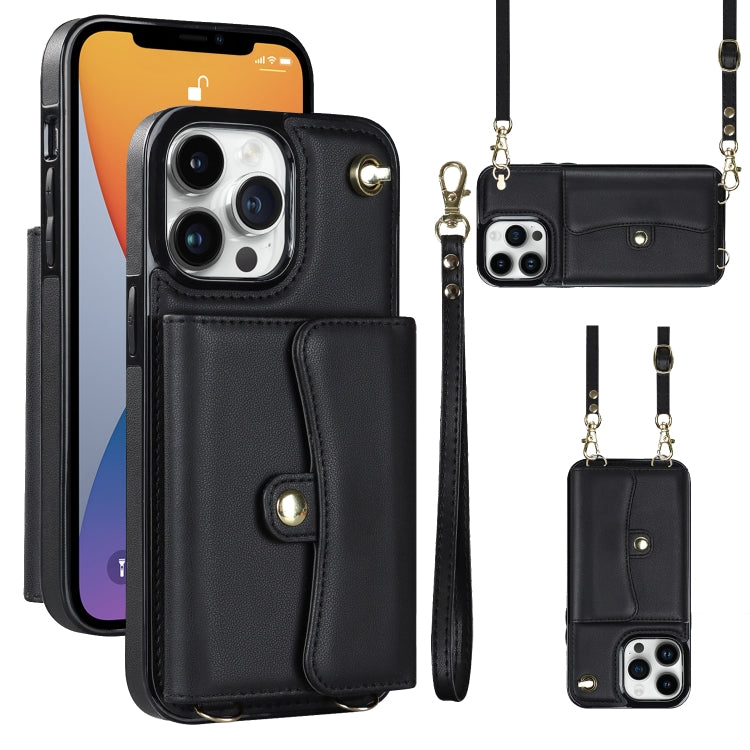 RFID Card Slot Phone Case with Long Lanyard, For iPhone 14 / 13, For iPhone 14 Plus, For iPhone 14 Pro, For iPhone 14 Pro Max, For iPhone 13 Pro Max, For iPhone 12, For iPhone 12 Pro, For iPhone 12 Pro Max
