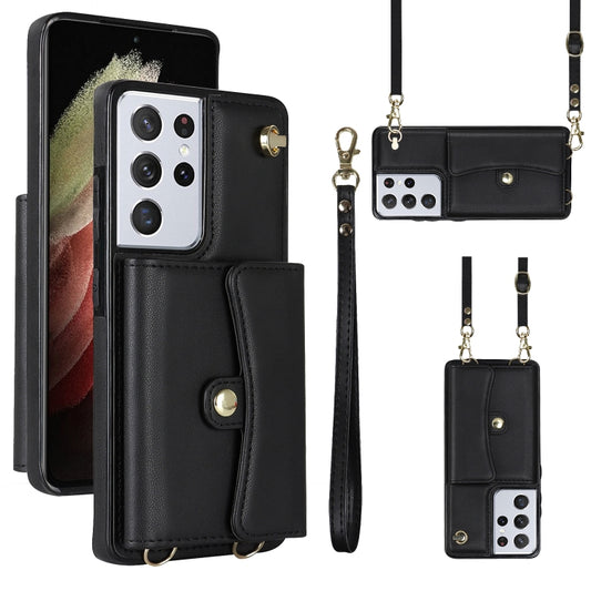 RFID Card Slot Leather Phone Case with Long Lanyard, For Samsung Galaxy S21 Ultra 5G, For Samsung Galaxy S20, For Samsung Galaxy S20+, For Samsung Galaxy S20 Ultra, For Samsung Galaxy S10, For Samsung Galaxy S10+, For Samsung Galaxy Note10             ...