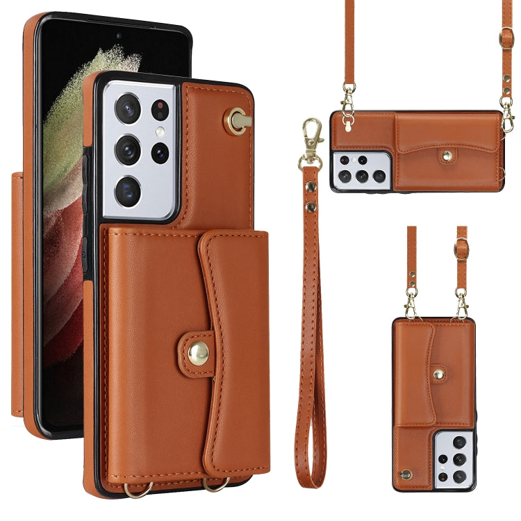 RFID Card Slot Leather Phone Case with Long Lanyard, For Samsung Galaxy S21 Ultra 5G, For Samsung Galaxy S20, For Samsung Galaxy S20+, For Samsung Galaxy S20 Ultra, For Samsung Galaxy S10, For Samsung Galaxy S10+, For Samsung Galaxy Note10             ...