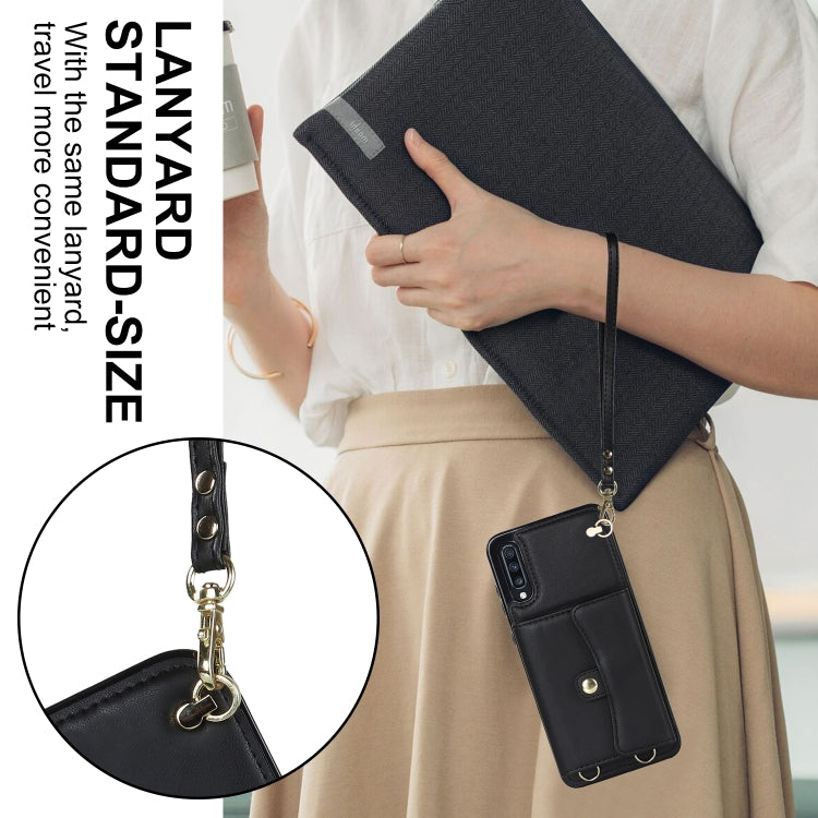 RFID Card Slot Leather Phone Case with Long Lanyard, For Samsung Galaxy A70, For Samsung Galaxy A71 4G, For Samsung Galaxy A71 5G, For Samsung Galaxy A73 5G